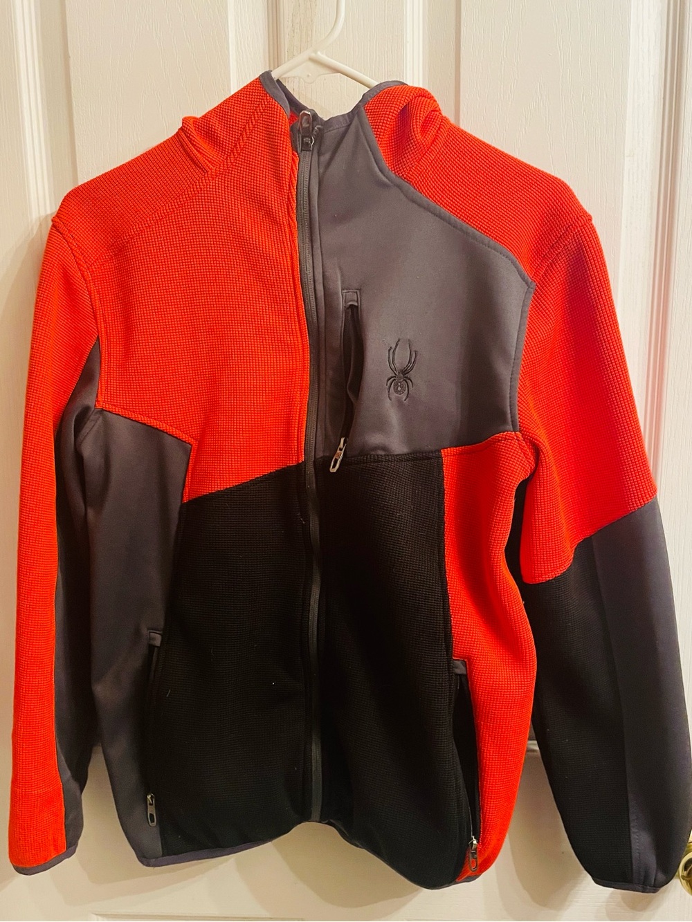 Spyder Like New Kids Red, Gray & Black Performance Zip Hoodie